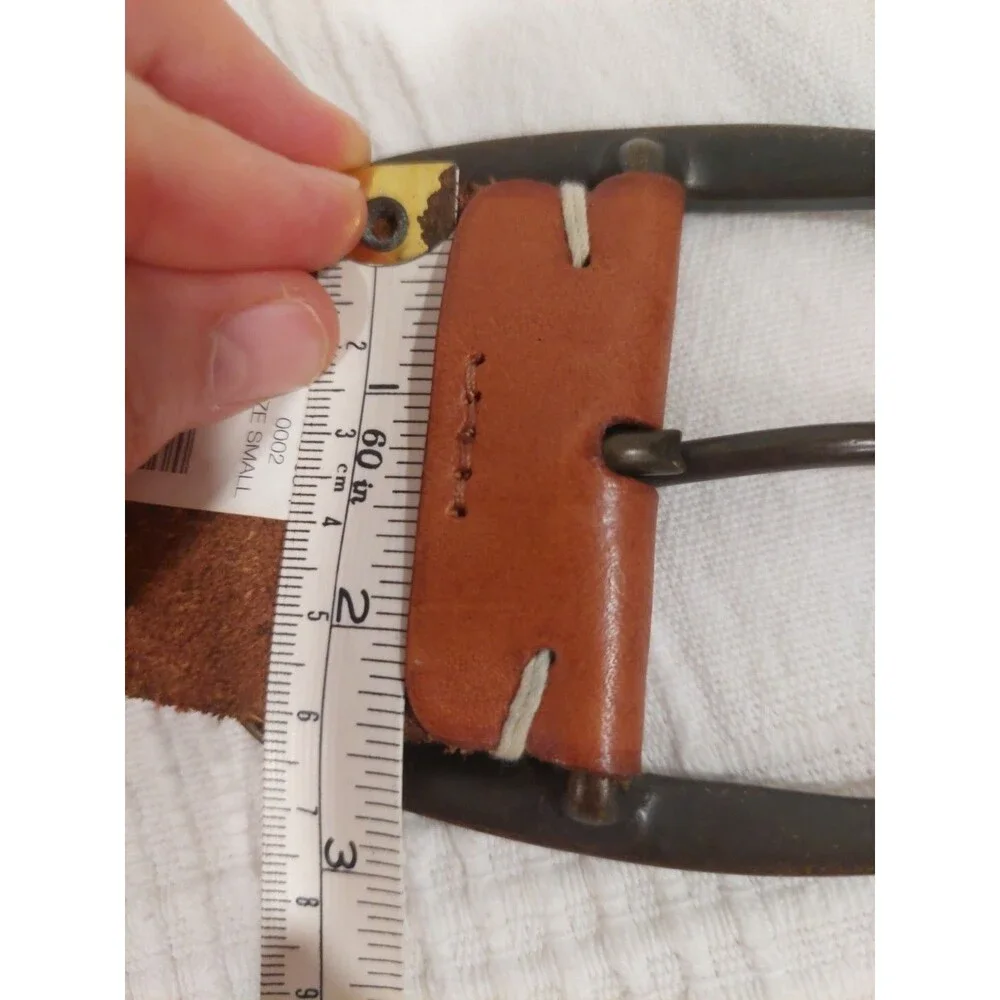 Gap 1969 Studded Rhinestone Leather Belt Massive Buckle Closure Brown Small